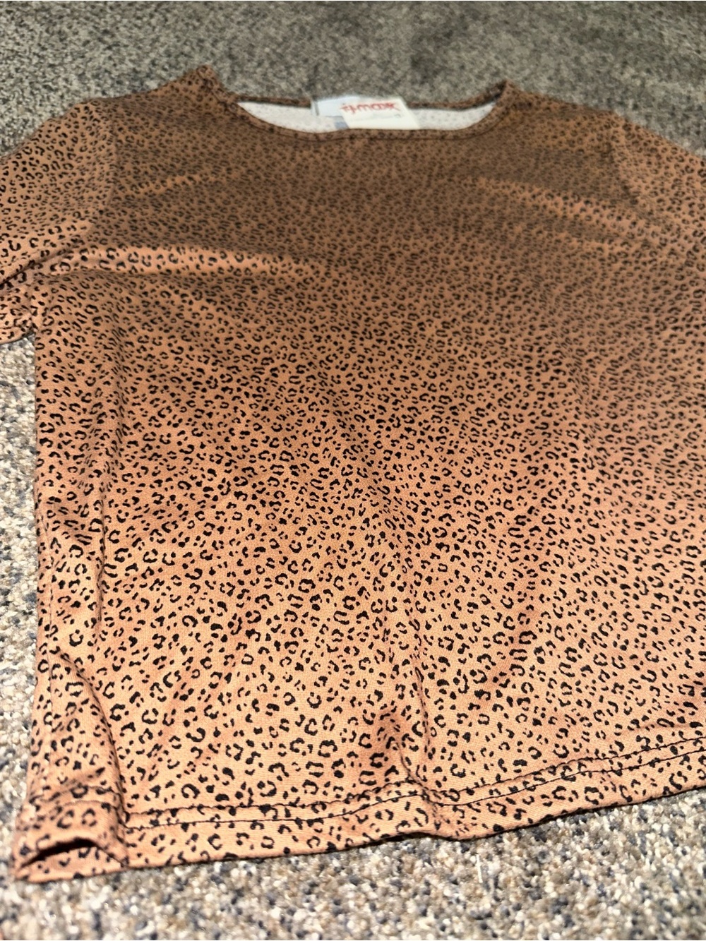 Gaze DTLA NWT Long Sleeve Cropped Leopard Print Top - Tan Size Small - Picture 7 of 11